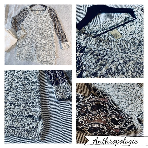 Anthropologie escio, chunky, lace arms, sweaters L - Picture 2 of 9